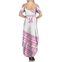Fiji Rugby 2025 Custom Summer Maxi Dress Fijian Tapa Toso Viti Toso - Pink