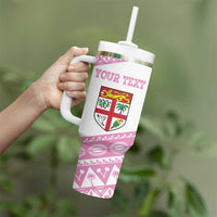 Fiji Rugby 2025 Custom Tumbler With Handle Fijian Tapa Toso Viti Toso - Pink