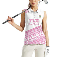Fiji Rugby 2025 Custom Women Sleeveless Polo Shirt Fijian Tapa Toso Viti Toso - Pink