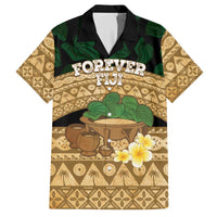 Bula Fiji Kava Bowl Family Matching Off The Shoulder Long Sleeve Dress and Hawaiian Shirt Fijian Tapa Cloth Vintage Vibe