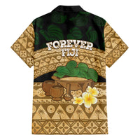 Bula Fiji Kava Bowl Family Matching Off The Shoulder Long Sleeve Dress and Hawaiian Shirt Fijian Tapa Cloth Vintage Vibe