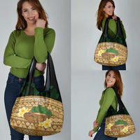 Bula Fiji Kava Bowl Grocery Bag Fijian Tapa Cloth Vintage Vibe