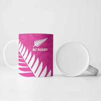 New Zealand Silver Fern Rugby Custom Ceramic Mug Go All Black Maori Pink Version - Polynesian Pride