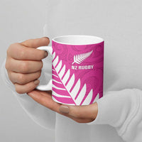 New Zealand Silver Fern Rugby Custom Ceramic Mug Go All Black Maori Pink Version - Polynesian Pride