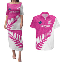 New Zealand Silver Fern Rugby Custom Couples Matching Puletasi and Hawaiian Shirt Go All Black Maori Pink Version LT14 Pink - Polynesian Pride
