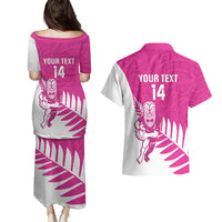New Zealand Silver Fern Rugby Custom Couples Matching Puletasi and Hawaiian Shirt Go All Black Maori Pink Version LT14 - Polynesian Pride