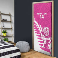New Zealand Silver Fern Rugby Custom Door Cover Go All Black Maori Pink Version - Polynesian Pride