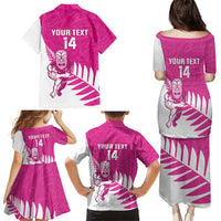 New Zealand Silver Fern Rugby Custom Family Matching Puletasi and Hawaiian Shirt Go All Black Maori Pink Version LT14 - Polynesian Pride