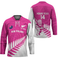 New Zealand Silver Fern Rugby Custom Hockey Jersey Go All Black Maori Pink Version - Polynesian Pride