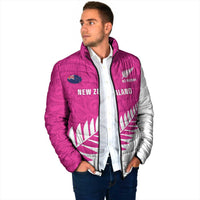New Zealand Silver Fern Rugby Custom Padded Jacket Go All Black Maori Pink Version - Polynesian Pride
