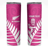 New Zealand Silver Fern Rugby Custom Skinny Tumbler Go All Black Maori Pink Version