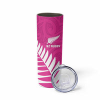 New Zealand Silver Fern Rugby Custom Skinny Tumbler Go All Black Maori Pink Version