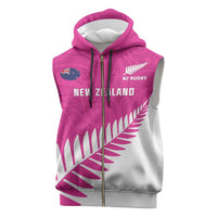 New Zealand Silver Fern Rugby Custom Sleeveless Zip Hoodie Go All Black Maori Pink Version LT14 Pink - Polynesian Pride