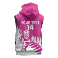 New Zealand Silver Fern Rugby Custom Sleeveless Zip Hoodie Go All Black Maori Pink Version LT14 - Polynesian Pride