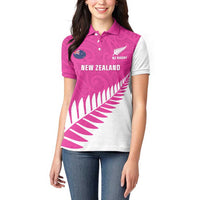 New Zealand Silver Fern Rugby Custom Women Polo Shirt Go All Black Maori Pink Version