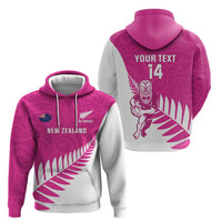 New Zealand Silver Fern Rugby Custom Zip Hoodie Go All Black Maori Pink Version