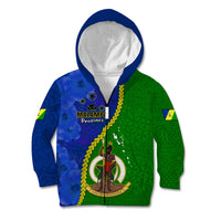 Vanuatu Malampa Province Kid Hoodie Turtle Sand Drawing Unique Tapa Pattern LT14 Zip Hoodie Green - Polynesian Pride