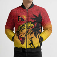Custom Papua New Guinea Cricket Bomber Puffer Jacket PNG Barramundis - Polynesian Pride