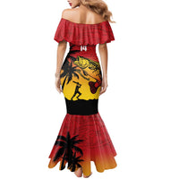 Custom Papua New Guinea Cricket Family Matching Mermaid Dress and Hawaiian Shirt PNG Barramundis - Polynesian Pride