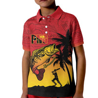 Custom Papua New Guinea Cricket Kid Polo Shirt PNG Barramundis - Polynesian Pride