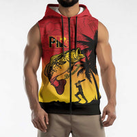 Custom Papua New Guinea Cricket Sleeveless Zip Hoodie PNG Barramundis - Polynesian Pride