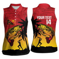 Custom Papua New Guinea Cricket Women Sleeveless Polo Shirt PNG Barramundis - Polynesian Pride
