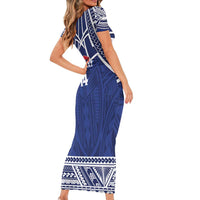 Custom Samoa Cricket Family Matching Short Sleeve Bodycon Dress and Hawaiian Shirt Go Champions Samoan - Polynesian Pride