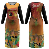 Personalised Papua New Guinea Independence Day Family Matching Long Sleeve Bodycon Dress and Hawaiian Shirt One People One Nation One Country