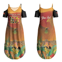 Personalised Papua New Guinea Independence Day Family Matching Summer Maxi Dress and Hawaiian Shirt One People One Nation One Country
