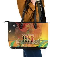 Papua New Guinea Independence Day Leather Tote Bag One People One Nation One Country