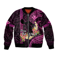 Hawaii Bomber Jacket Pray For Maui Hawaiian Plumeria Be Strong Pink Verison LT14 Unisex Pink - Polynesian Pride