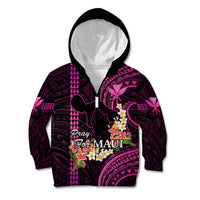 Hawaii Kid Hoodie Pray For Maui Hawaiian Plumeria Be Strong Pink Verison LT14 - Polynesian Pride