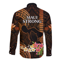 Hawaii Long Sleeve Button Shirt Pray For Maui Hawaiian Plumeria Be Strong Gold Verison LT14 - Polynesian Pride