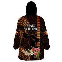 Hawaii Wearable Blanket Hoodie Pray For Maui Hawaiian Plumeria Be Strong Gold Verison LT14 - Polynesian Pride