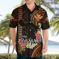 Personalised Hawaii Hawaiian Shirt Pray For Maui Hawaiian Plumeria Be Strong Gold Verison LT14 - Polynesian Pride