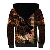 Personalised Hawaii Sherpa Hoodie Pray For Maui Hawaiian Plumeria Be Strong Gold Verison LT14 - Polynesian Pride