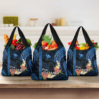 Blue Hawaii Grocery Bag Pray For Maui Hawaiian Plumeria Be Strong