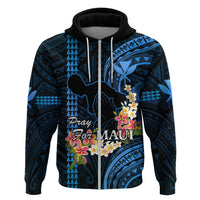 Hawaii Hoodie Pray For Maui Hawaiian Plumeria Be Strong Blue Verison LT14 Zip Hoodie Blue - Polynesian Pride