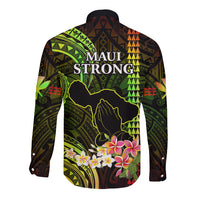 Hawaii Long Sleeve Button Shirt Pray For Maui Hawaiian Plumeria Be Strong Reggae Verison LT14 - Polynesian Pride
