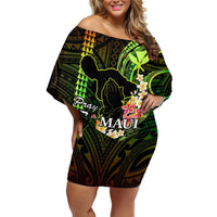 Hawaii Off Shoulder Short Dress Pray For Maui Hawaiian Plumeria Be Strong Reggae Verison LT14 Women Reggae - Polynesian Pride