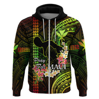 Personalised Hawaii Hoodie Pray For Maui Hawaiian Plumeria Be Strong Reggae Verison LT14 - Polynesian Pride