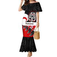 Personalised Te Reo Maori New Zealand Mermaid Dress Kia Haka Maori Fern With Tino Rangatiratanga LT14 Women Red - Polynesian Pride