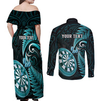 personalised-new-zealand-darts-couples-matching-off-shoulder-maxi-dress-and-long-sleeve-button-shirts-happiness-is-a-tight-threesome-maori-turquoise