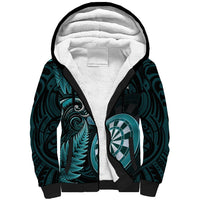 Personalised New Zealand Darts Sherpa Hoodie Happiness Is A Tight Threesome Maori Turquoise LT14 Unisex Turquoise - Polynesian Pride