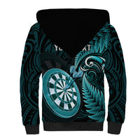 Personalised New Zealand Darts Sherpa Hoodie Happiness Is A Tight Threesome Maori Turquoise LT14 - Polynesian Pride