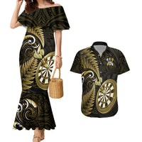 New Zealand Darts Couples Matching Mermaid Dress and Hawaiian Shirt Happiness Is A Tight Threesome Maori Gold LT14 Gold - Polynesian Pride