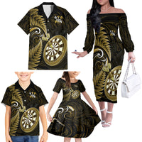 new-zealand-darts-family-matching-off-shoulder-long-sleeve-dress-and-hawaiian-shirt-happiness-is-a-tight-threesome-maori-gold