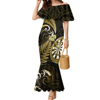 New Zealand Darts Mermaid Dress Happiness Is A Tight Threesome Maori Gold LT14 Women Gold - Polynesian Pride