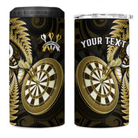 Personalised New Zealand Darts 4 in 1 Can Cooler Tumbler Happiness Is A Tight Threesome Maori Gold