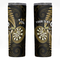 Personalised New Zealand Darts Skinny Tumbler Happiness Is A Tight Threesome Maori Gold